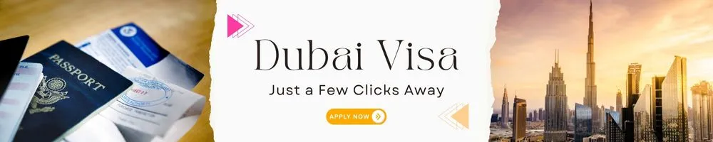 About us section banner showing Dubai cityscape and professional team working on visa services