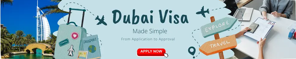 Dubai visa FAQs with support visuals and helpful documentation theme