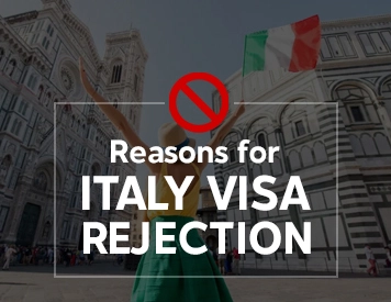 Reasons for Italy Visa Rejection and a red prohibition symbol